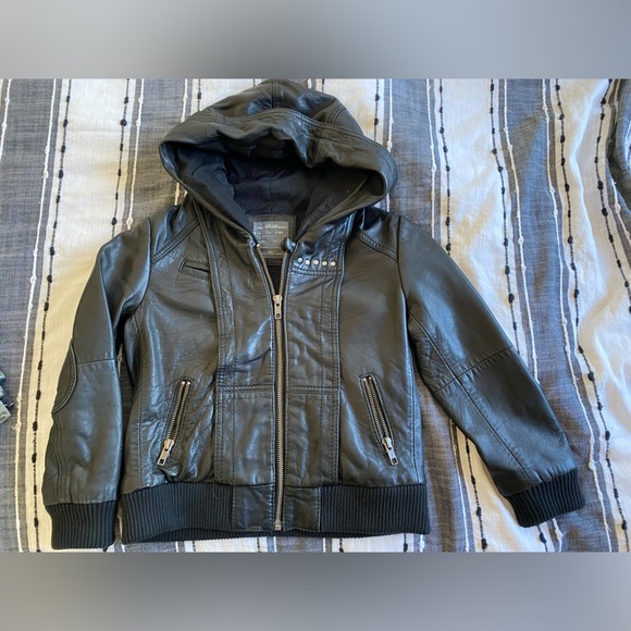 Vintage Allsaints children's hooded leather jacket
